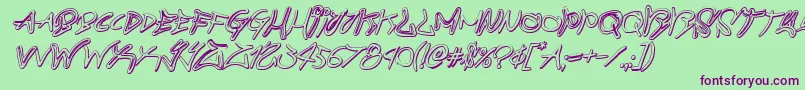 Шрифт graffitistreet3dital – фиолетовые шрифты на зелёном фоне