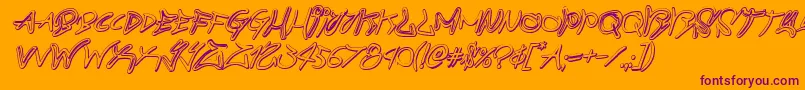 graffitistreet3dital-fontti – violetit fontit oranssilla taustalla