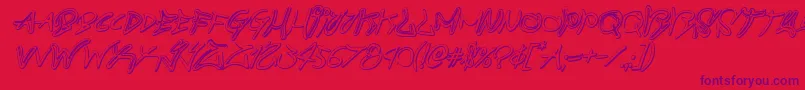 Czcionka graffitistreet3dital – fioletowe czcionki na czerwonym tle