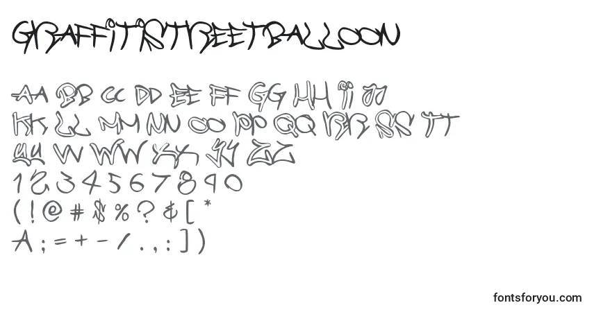 Шрифт Graffitistreetballoon – алфавит, цифры, специальные символы