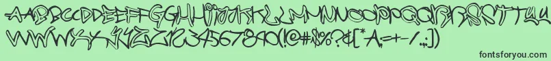 graffitistreetballoon-Schriftart – Schwarze Schriften auf grünem Hintergrund