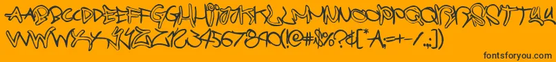 graffitistreetballoon-Schriftart – Schwarze Schriften auf orangefarbenem Hintergrund