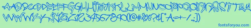 graffitistreetballoon-Schriftart – Blaue Schriften auf grünem Hintergrund
