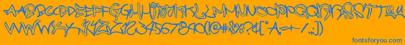 graffitistreetballoon-Schriftart – Blaue Schriften auf orangefarbenem Hintergrund