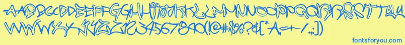 fuente graffitistreetballoon – Fuentes Azules Sobre Fondo Amarillo