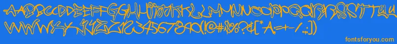 Police graffitistreetballoon – polices orange sur fond bleu