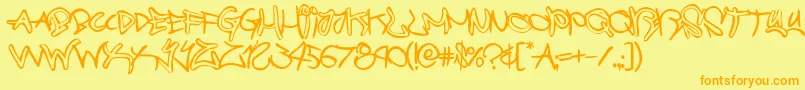 graffitistreetballoon-Schriftart – Orangefarbene Schriften auf gelbem Hintergrund