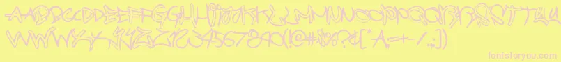 graffitistreetballoon-fontti – vaaleanpunaiset fontit keltaisella taustalla