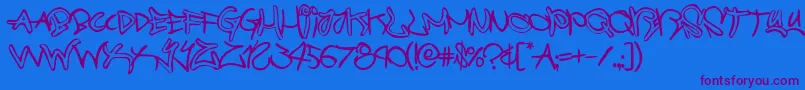 Czcionka graffitistreetballoon – fioletowe czcionki na niebieskim tle