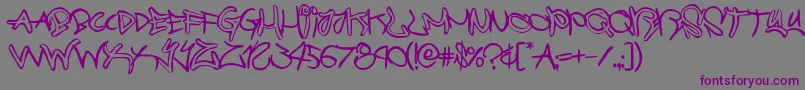 フォントgraffitistreetballoon – 紫色のフォント、灰色の背景