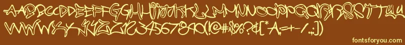 graffitistreetballoon-fontti – keltaiset fontit ruskealla taustalla