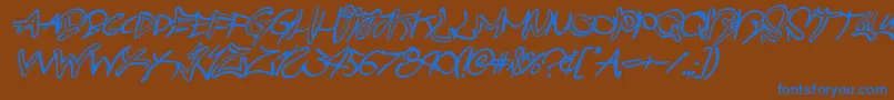 graffitistreetballoonital-Schriftart – Blaue Schriften auf braunem Hintergrund