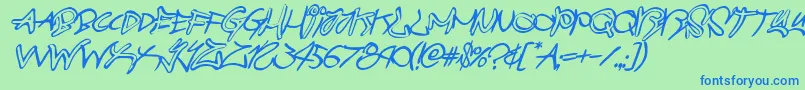 Czcionka graffitistreetballoonital – niebieskie czcionki na zielonym tle
