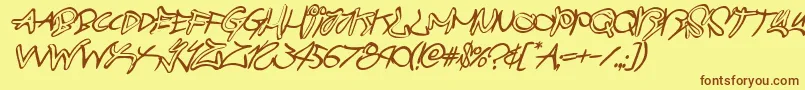 graffitistreetballoonital Font – Brown Fonts on Yellow Background