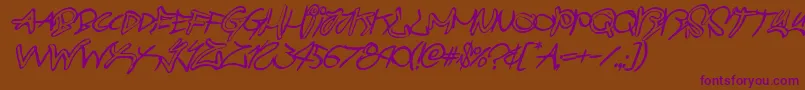 graffitistreetballoonital-Schriftart – Violette Schriften auf braunem Hintergrund