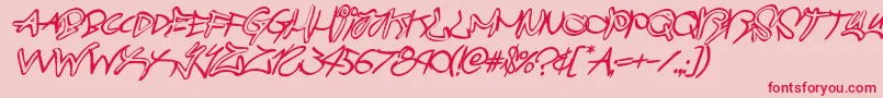 フォントgraffitistreetballoonital – ピンクの背景に赤い文字
