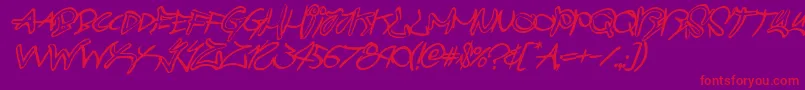 フォントgraffitistreetballoonital – 紫の背景に赤い文字