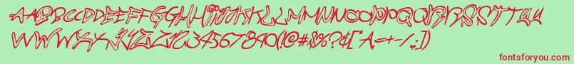 graffitistreetcompactital Font – Red Fonts on Green Background