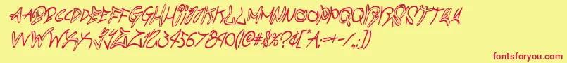 フォントgraffitistreetcondital – 赤い文字の黄色い背景