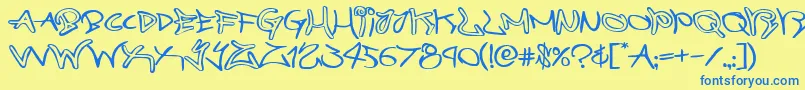 graffitistreetexpand Font – Blue Fonts on Yellow Background