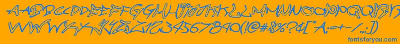 graffitistreetexpandital-Schriftart – Blaue Schriften auf orangefarbenem Hintergrund