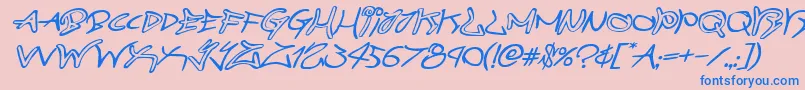 フォントgraffitistreetexpandital – ピンクの背景に青い文字