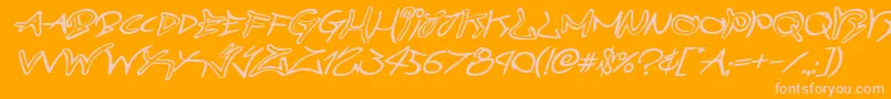 Шрифт graffitistreetexpandital – розовые шрифты на оранжевом фоне