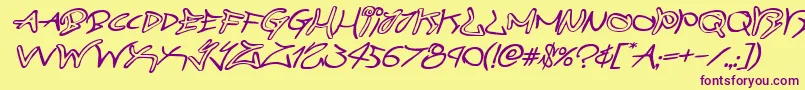 graffitistreetexpandital-Schriftart – Violette Schriften auf gelbem Hintergrund