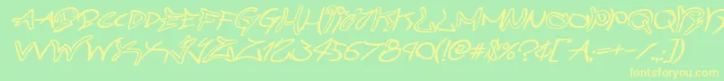 graffitistreetexpandital Font – Yellow Fonts on Green Background