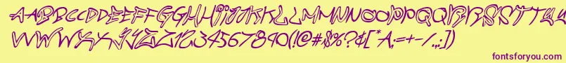 graffitistreetital Font – Purple Fonts on Yellow Background