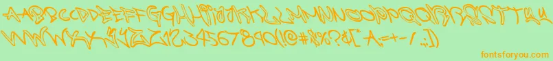 graffitistreetleft-Schriftart – Orangefarbene Schriften auf grünem Hintergrund