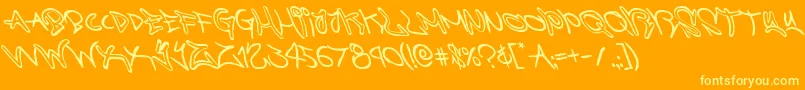 graffitistreetleft-Schriftart – Gelbe Schriften auf orangefarbenem Hintergrund