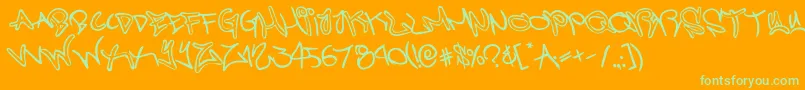 Weitere Informationen zur graffitistreetrotate-Schriftart graffitistreetrotate-Schriftart – Grüne Schriften auf orangefarbenem Hintergrund