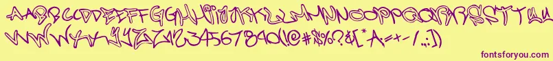 graffitistreetrotate Font – Purple Fonts on Yellow Background