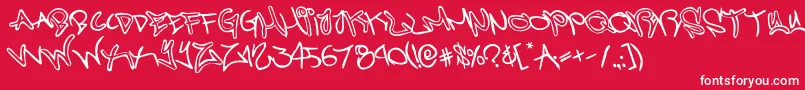 Czcionka graffitistreetrotate – białe czcionki na czerwonym tle