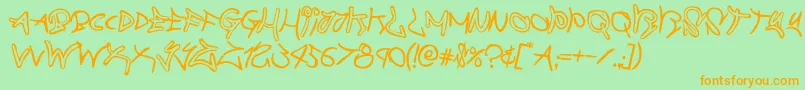 graffitistreetrotate2 Font – Orange Fonts on Green Background