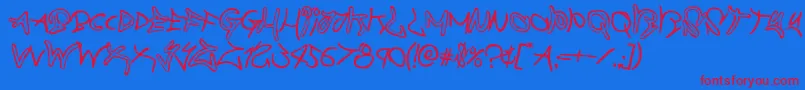 graffitistreetrotate2 Font – Red Fonts on Blue Background