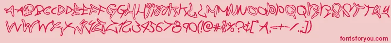 フォントgraffitistreetrotate2 – ピンクの背景に赤い文字