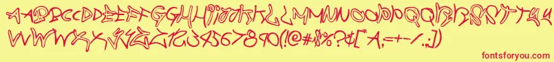 フォントgraffitistreetrotate2 – 赤い文字の黄色い背景