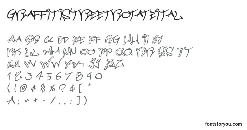 Fuente Graffitistreetrotateital - alfabeto, números, caracteres especiales