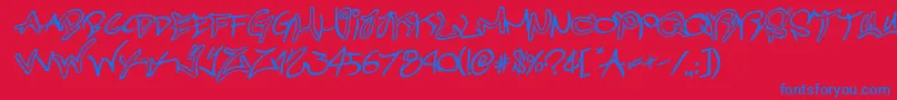 Czcionka graffitistreetrotateital – niebieskie czcionki na czerwonym tle