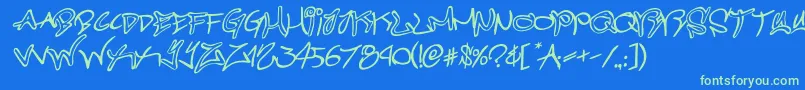 graffitistreetrotateital Font – Green Fonts on Blue Background