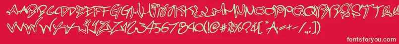 Czcionka graffitistreetrotateital – zielone czcionki na czerwonym tle