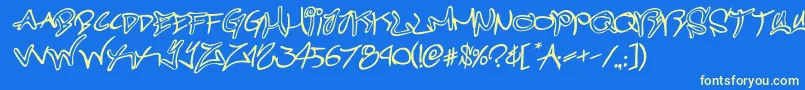 graffitistreetrotateital Font – Yellow Fonts on Blue Background