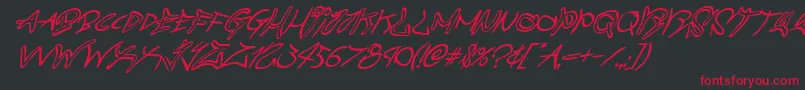 フォントgraffitistreetsuperital – 黒い背景に赤い文字