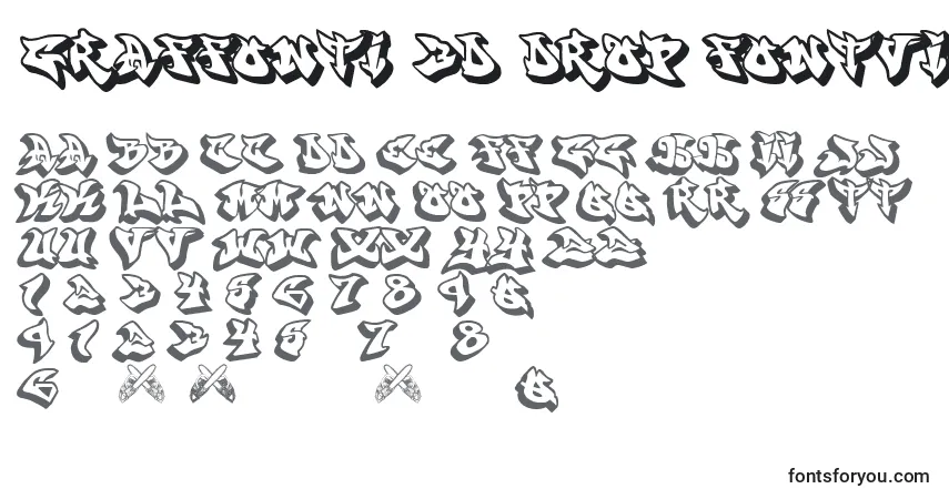 Czcionka Graffonti 3d drop fontvir us – alfabet, cyfry, specjalne znaki