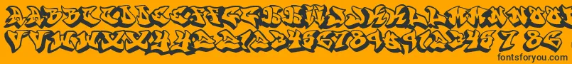 graffonti 3d drop fontvir us-Schriftart – Schwarze Schriften auf orangefarbenem Hintergrund