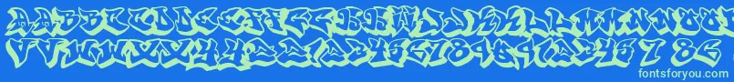 graffonti 3d drop fontvir us-Schriftart – Grüne Schriften auf blauem Hintergrund