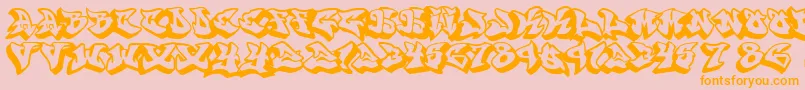 graffonti 3d drop fontvir us-Schriftart – Orangefarbene Schriften auf rosa Hintergrund