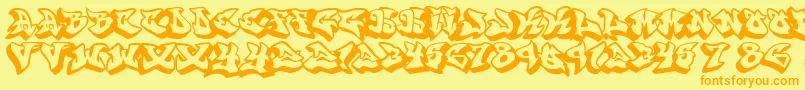 graffonti 3d drop fontvir us-Schriftart – Orangefarbene Schriften auf gelbem Hintergrund